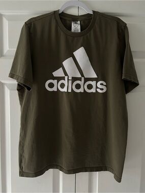 adidas Olive Green Short Sleeve Logo Tee